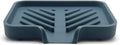 Happitasa Silicone Soap Dish Tray and Sponge Holder with Drain Chute and Feet | 3-Way Sloped Design | Bathroom and Kitchen Sink Organizer Caddy (Smoky Blue, 5"x4", 3.5 Ounces)