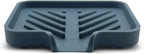 Happitasa Silicone Soap Dish Tray and Sponge Holder with Drain Chute and Feet | 3-Way Sloped Design | Bathroom and Kitchen Sink Organizer Caddy (Smoky Blue, 5"x4", 3.5 Ounces)