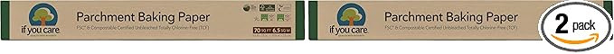 If You Care Parchment Baking Paper, Roll, 70 Sq Ft, Unbleached | Chlorine Free | Greaseproof | Silicone Coated | Pack of 2