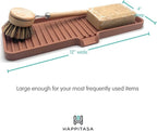 Happitasa Silicone Soap Dish Tray and Sponge Holder with Drain Chute | Bathroom and Kitchen Sink Organizer Caddy (Mocha, 12"x4", 7.4 Ounces)