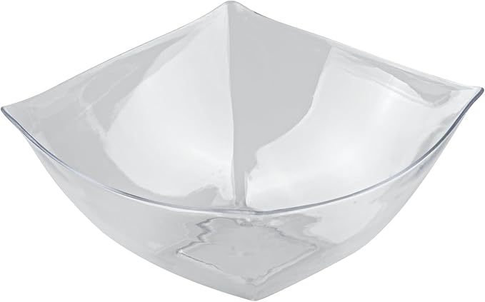 Restaurantware Moderna 8 Ounce Fancy Square Disposable Bowls - Durable Heavy-Duty Clear Plastic for Warm and Cold Foods (Pack of 3)