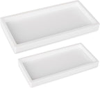 Bathroom Tray, Small Vanity Tray Silicone Soap Dish Sponge Holder Kitchen Sink Organizer Bathroom Accessories for Countertop, Toilet, Shower, 2 Pack, White