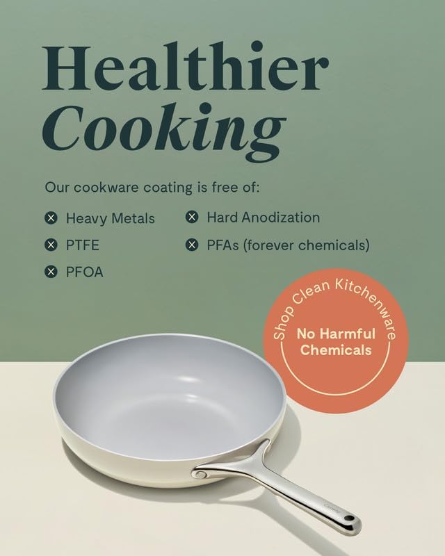 Caraway Nonstick Ceramic Mini Fry Pan (1.05 qt, 8") - Non Toxic, PTFE & PFOA Free - Oven Safe & Compatible with All Stovetops (Gas, Electric & Induction) - White