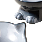 Nihow Ceramic Raised Cat & Dog Bowls: 5 Inch Elegant Gray (2 PC), Protecting Pet's Spine, Feeding & Watering Supplies, Modern Design, Anti Vomiting, Whisker Friendly