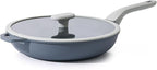 PRICUSIS Nonstick Ceramic Frying Pan with Lid, 8/10/12 Inch, Metal Utensil Safe, PFOA & PFAS Free, Scratch & Stain Resistant Skillet, Oven & Dishwasher Safe, Induction Compatible – Gray (12-Inch)