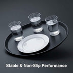 QWORK 16-Inch Round Non-Slip Serving Trays – 4 Pack Rubber Surface Plastic Tray Set for Restaurant, Café & Bar