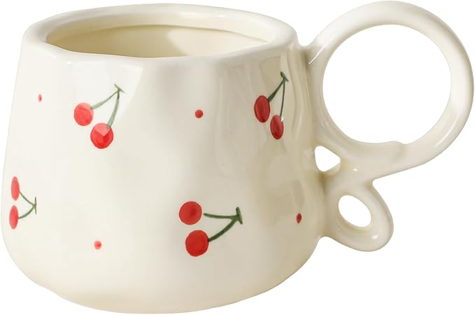 Ceramic Cute Mug For Women,Pretty Coffee Mug,9 oz,Nnique Espresso Mug.Hand-Painted Tea Cup for Women