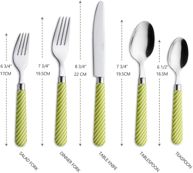 ANNOVA Silverware Set Stainless Steel Colorful Tableware Kitchen Flatware Set Utensils, Includes Dinner Knives, Forks, Spoons, Salad Forks & Dessert Spoons (Light Green, 20 Pieces)