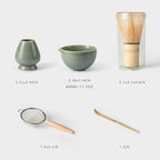 Matcha Whisk Set, Matcha Set with Ceramic Matcha Bowl, Bamboo Whisk & Holder, Sifter, Tea Scoop (Celadon)