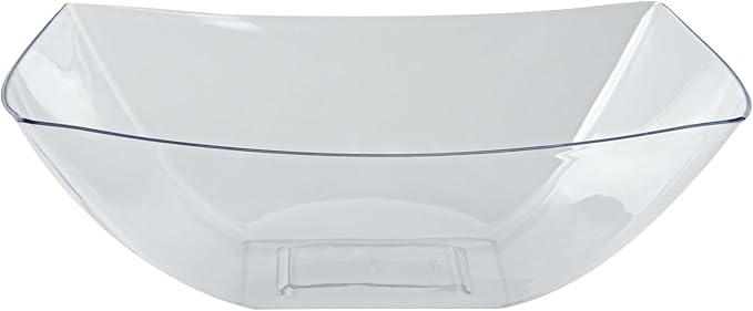 Restaurantware Moderna 64 Ounce Fancy Plastic Bowls 10 Square Disposable Salad Bowls - Durable Heavy-duty Clear Plastic Bowls For Warm And Cold Foods
