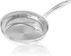 Sunhouse 10 Inch Tri-Ply Stainless Steel Frying Pan, Whole-Clad No Coatings Skillet with Stay-cool Handle for Cooking, Durable & Oven Safe to 500°F, Dishwasher Safe, Compatible with All Cooktops