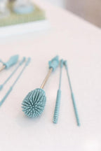 Haakaa Silicone Cleaning Brush Kit – Household Cleaning Brushes for Bottles and Crevices – Food-Grade Silicone: Dishwasher Safe (Kit-Mist Blue)