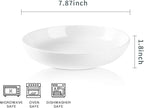 Selamica Ceramic 7.8 inch pasta bowls, 26 Ounce large porcelain salad soup bowls, dishwasher microwave safe, set of 6(White)