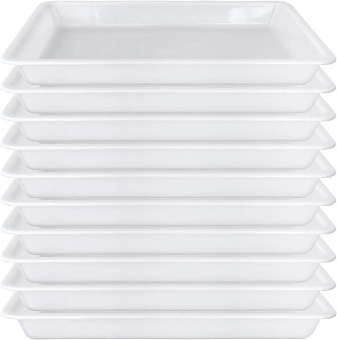 10 Pack Plastic Art Trays,Activity Crafts Tray,Organizer Tray,Serving Tray for Home,School,Kids,DIY Projects,Painting,Beads (White)