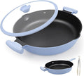 Large Frying Pan Skillet Nonstick with Lid, 14 Inch Deep Saute Pan, Big Induction Pan for Cooking, 2-1 Non Stick Cookware with Helper Handle, Family Size, Suitable for All Stoves, PFOA-Free