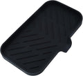 MicoYang Silicone Bathroom Soap Dishes with Drain Spout-Bathroom and Kitchen Sink Organizer,Sponge Holder,Dish Soap Tray,Perfect for Dispenser,Scrubber,Bottle,Cup on Sink or Counter-Black 9.6"×5.3"