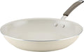 Rachael Ray Cucina Ceramic Nonstick Frying Pan/Skillet, 12.5 Inch Non Stick Open Fry Pan, Dishwasher Safe - Almond