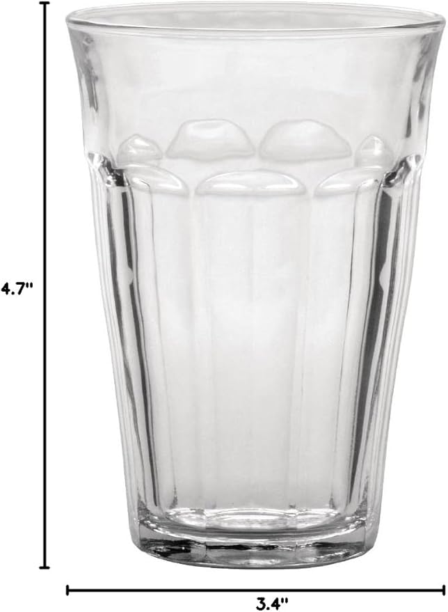 Duralex Made In France Picardie Clear Tumbler, Set of 6, 12.2 oz