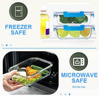 30 Pieces Glass Food Storage Containers, Meal Prep Set with Snap Locking Lids, Airtight lunch Containers, BPA-Free, Microwave, Oven, Freezer & Dishwasher Friendly,Blue