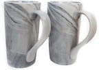 20 OZ Large Coffee Mugs, Grey Marble Ceramic Tall Beer Cups with Handle Set of 2 600 ml Oversized Porcelain Bulk Big Tea Cup for Men Women Gifts Mom and Dad