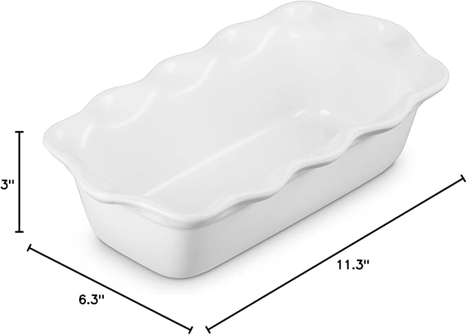 Le Creuset Stoneware Heritage Fluted Loaf Pan, 9", White