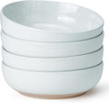 Metflavor Pasta Bowls Set of 4, 34oz Speckled Ceramic Bowls Set for Serving Salad, Pasta, Soup, Dinner, 8" Wide and Deep Bowls, Dishwasher & Microwave Safe, Matte Terracotta Base (Gray White)