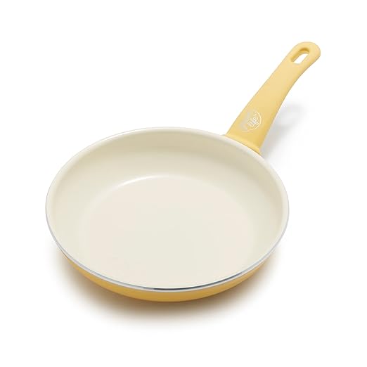 GreenLife Nonstick 8" Frying Pan Skillet, Non-Toxic PFAS-Free Ceramic Nonstick, Dishwasher & Oven Safe, Stay-Cool Handles, Wobble Free, Yellow