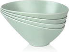 LOVYANXUE Bamboo Fiber Salad Bowls, 4 Packs Serving Bowls Blue Green, Compostable 33 Ounce Elegant Angled Bowls for Salad, Pasta, Soup, Prep, Ideal for Home and Restaurant