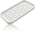 Silicone Organizer Tray, Soap and Sponge Holder for Kitchen Sink, Bathroom - Storage Tray for Dish Brush, Soap Dispenser, Dishwashing Accessories-(White 1 Pack, 10"x5.3")