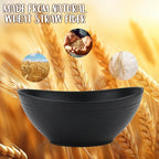 Wrova Big Wheat Straw Bowls,Large Salad Bowls Set of 2,Dishwasher and Microware Safe Plastic Bowls Reusable,Eating bowls for Cereal,Salad,Fruit,Snack. Black