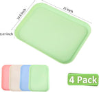 4 Pack Multicolo Plastic Serving Trays for Party Serving Food - Rectangular, 8.66 by 12 in, Heavy Duty Dessert Trays for Food Erving Platters for Party Tray Decor Veggie,Snack