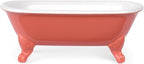 6.5" Ceramic Mini Decorative Clawfoot Bathtub Bar Soap Dish, Kitchen Sponge Holder and Shower Tray for Bathroom, 1 Pack(Coral)
