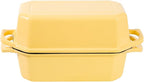 Bread Pan Cast Iron Loaf Pan with Lid Bread Loaf Pan 8.5x4.5 Inch Loaf Pan Enameled Cast Iron Sourdough Loaf Pan, Yellow