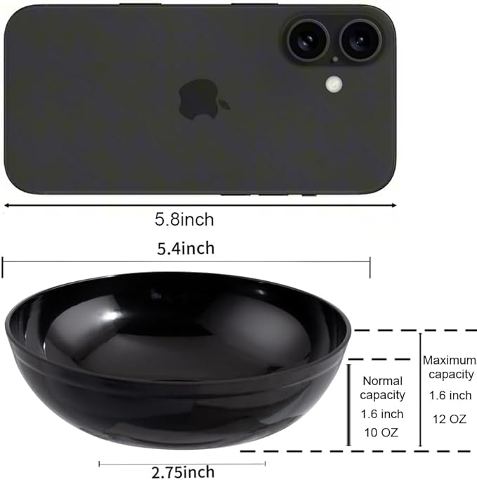 bUCLA 50Pack Black Plastic Bowls - 10oz Disposable Black Plastic Salsa/Serving Bowls - Ideal for Party & Graduation