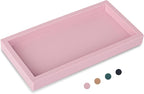 Small Silicone Bathroom Vanity Tray Rectangle Soap and Sponge Holder Kitchen Sink Organizer for Scrubber, Lotion Bottles, Perfume, Jewelry, Candle, Key Trinket Ring, Pink