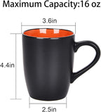 Lifecapido Set of 6 Modern Black Ceramic Coffee Mugs, 16 Ounce Capacity, Perfect for Home Use
