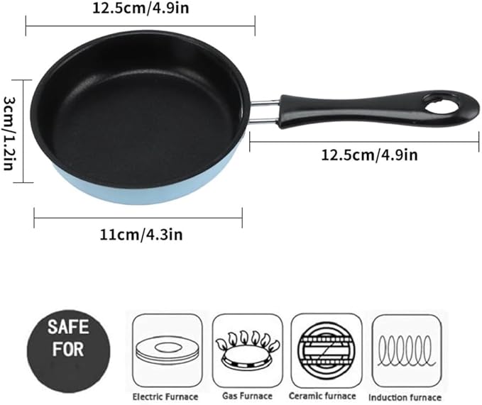 Nonstick Frying Pan 4.9 Inch (12.5cm) Round Egg Pan One Egg Fry Pan Egg Pancake Maker Omelet Mini Dishwasher Safe Cookware Small Egg Skillet, PFOA Free, Portable Pan for Stove Gas Induction Hob