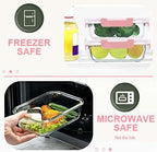 KOMUEE 30 Pieces Glass Food Storage Containers Set, Meal Prep Containers Set with Snap Locking Lids, Airtight Glass lunch Containers, Microwave, Oven, Freezer & Dishwasher,Pink