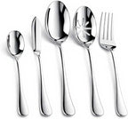 Silverware Set, Heavy Duty Stainless Steel Cutlery Set with Wide Handles, Mirror Polished Utensils Spoons and Forks Set for Kitchen, Dishwasher Safe, 5 Piece