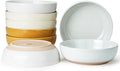 Metflavor Pasta Bowls Set of 8, 34oz Speckled Ceramic Bowls Set for Serving Salad, Pasta, Soup, Dinner, 8" Wide and Deep Bowls, Dishwasher & Microwave Safe, Matte Terracotta Base (Mixed Color)