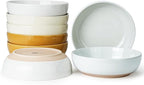 Metflavor Pasta Bowls Set of 8, 34oz Speckled Ceramic Bowls Set for Serving Salad, Pasta, Soup, Dinner, 8" Wide and Deep Bowls, Dishwasher & Microwave Safe, Matte Terracotta Base (Mixed Color)