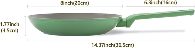 Non Stick Frying Pan Skillet,Egg Pan,Omelet Pan,PFOA Free,8 Inch Ceramic frying pan,Induction with all cooktops,non-slip grip.Green