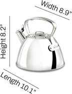 All-Clad Specialty Stainless Steel Tea Kettle 2 Quart Induction Pots and Pans, Cookware Silver