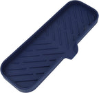 MicoYang Silicone Bathroom Soap Dishes with Drain Spout-Kitchen Sink Organizer,Sponge Holder,Dish Soap Tray,Perfect for Dispenser,Scrubber,Bottle,Cup on Sink or Counter-Navy Blue 12"×4"