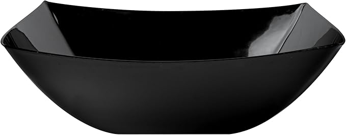 Restaurantware Moderna 64 Ounce Fancy Plastic Bowls 10 Square Disposable Salad Bowls - Durable Heavy-duty Black Plastic Bowls For Warm And Cold Foods