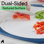 GORILLA GRIP BPA-Free Reversible Kitchen Cutting Board Set of 3, US Designed, Nonporous, Juice Grooves Catch Liquid, Slip Resistant Border, Dishwasher Safe, Durable Large Food Chopping Boards, Blue