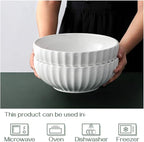 DOWAN 9.8'' Serving Bowls, 86 oz Large Salad Bowl, Ceramic Serving Dishes, Set of 2, Pumpkin Shape for Christmas, Entertaining, Party, Kitchen, Dinner, Banquet, Housewarming Gift, White