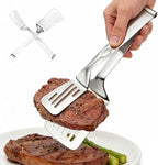 [2-in-1 Detachable Design] 12-Inch 304 Stainless Steel Spatula Tongs, Rust-Proof Metal Tongs for High Heat Cooking, Professional Food Turner for BBQ and Grilling, Durable Kitchen Essential