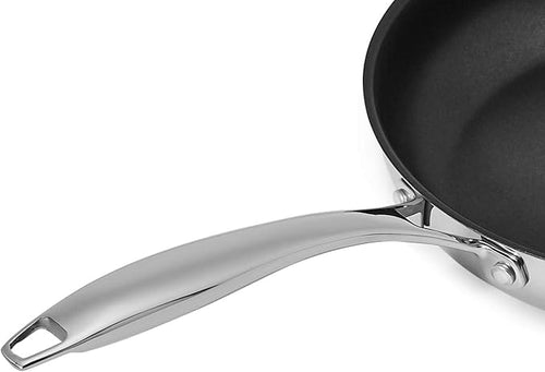 Amazon Basics 2-Piece Non-Stick Stainless Steel Fry Pan Set, Oven Safe, Induction Compatible, Stay-Cool Handles, 10-Inch and 8-Inch