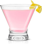 JoyJolt Afina Stemless Martini Glasses Set of 6, 8.5oz Liquor Drinking Glasses for Cocktail and Margarita, Bar Glass Cups, Glass Dessert Cups
